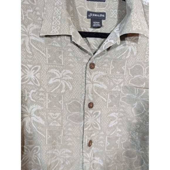 St. John's Bay 100% Silk Button Down Short Sleeve Men's Shirt Size M - Picture 4 of 5
